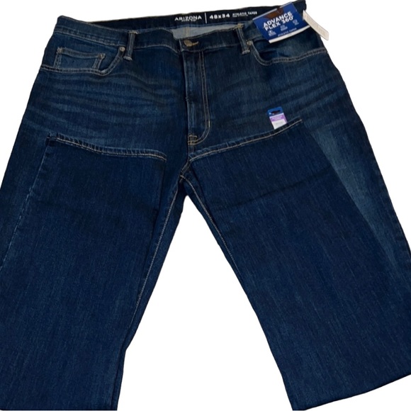 New Mens Arizona Dark-Rinse Flex Taper Straight Leg Jeans - Picture 1 of 5